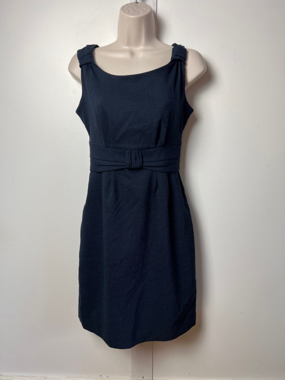 Banana Republic Classic Navy Sleeveless Belted Sheath Midi Dress